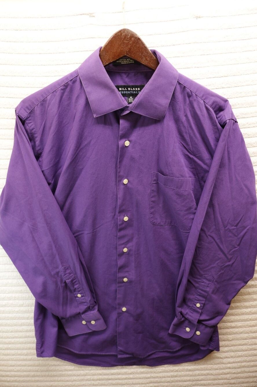 Men’s Purple Dress Shirt Button Front Long Sleeve Casual Office Size M 15-15.5